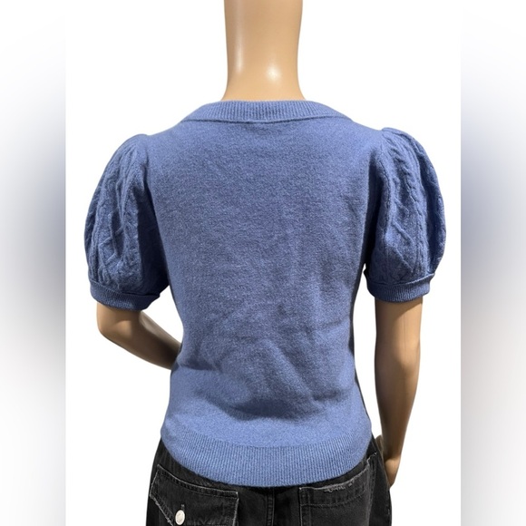 Free People Shirt Womens Annabel 100% Cashmere V Neck Indigo Blue Size Small - Picture 4 of 10